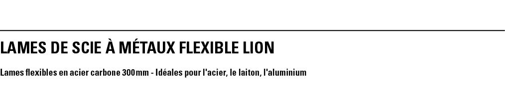 LAMEs DE SCIE à MéTAUX FLEXIBLE LION Lames flexibles en acier carbone 300 mm - Idéales pour l'acier, le laiton, l'alu   