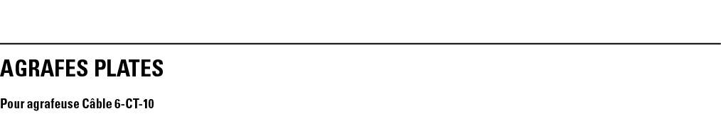 AGRAFES PLATES Pour agrafeuse Câble 6-CT-10