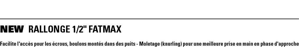 NEW RALLONGE 1 2   FATMAX Facilite l'accès pour les écrous, boulons montés dans des puits - Moletage (knurling) pour    