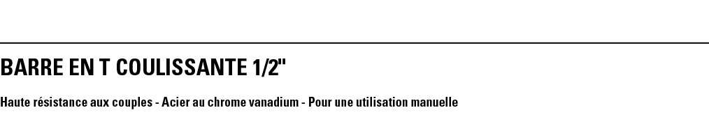 BARRE EN T COULISSANTE 1 2   Haute résistance aux couples - Acier au chrome vanadium - Pour une utilisation manuelle