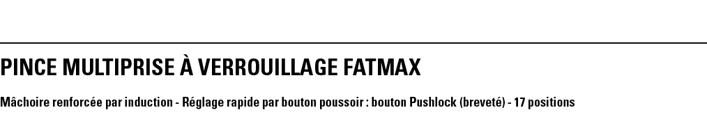 PINCE MULTIPRISE À VERROUILLAGE FATMAX Mâchoire renforcée par induction - Réglage rapide par bouton poussoir : bouton   