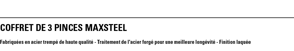 COFFRET DE 3 PINCES MAXSTEEL Fabriquées en acier trempé de haute qualité - Traitement de l'acier forgé pour une meill   