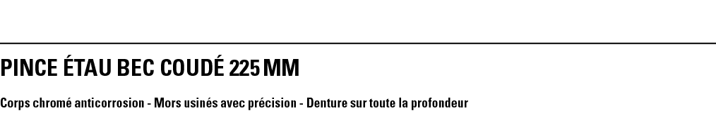 PINCE ÉTAU BEC COUDÉ 225 mm Corps chromé anticorrosion - Mors usinés avec précision - Denture sur toute la profondeur