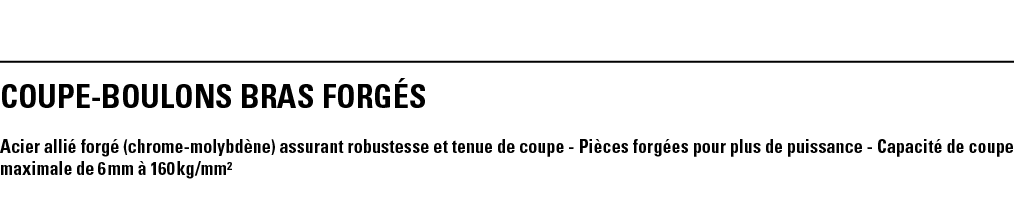 COUPE-BOULONS BRAS FORGÉS Acier allié forgé (chrome-molybdène) assurant robustesse et tenue de coupe - Pièces forgées   
