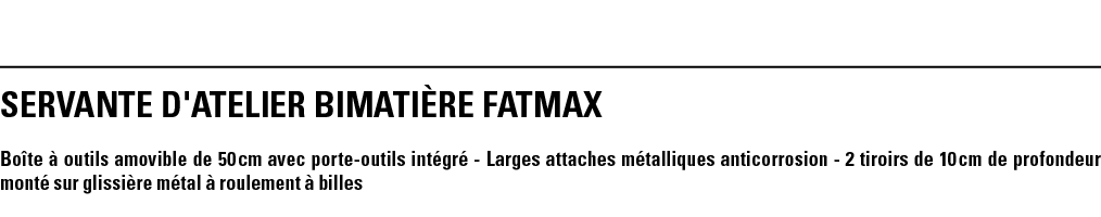 SERVANTE D'ATELIER BIMATIèRE FATMAX  Boîte à outils amovible de 50 cm avec porte-outils intégré - Larges attaches mét   