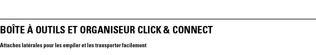BOîTE à OUTILS ET ORGANISEUR CLICK & CONNECT Attaches latérales pour les empiler et les transporter facilement 