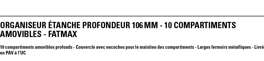 ORGANISEUR éTANCHE PROFONDEUR 106 mm - 10 COMPARTIMENTS AMOVIBLES - FATMAX 10 compartiments amovibles profonds - Couv   