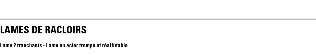 LAMES DE RACLOIRS Lame 2 tranchants - Lame en acier trempé et réaffûtable